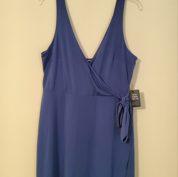 Express Blue Sleeveless Surplice Faux Wrap Dress Size L - Picture 4 of 8